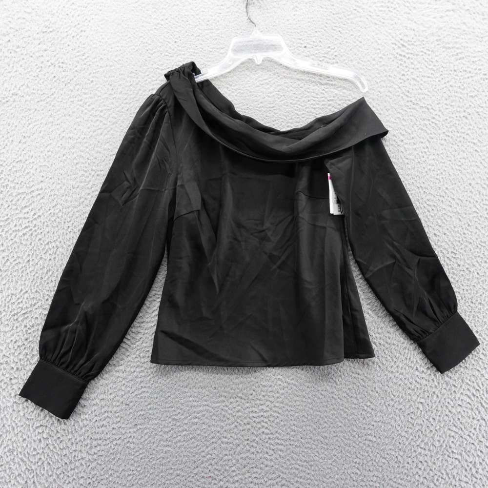 ASTR‎ The Label Black Off Shoulder Satin Drape Blouse Top Small NEW